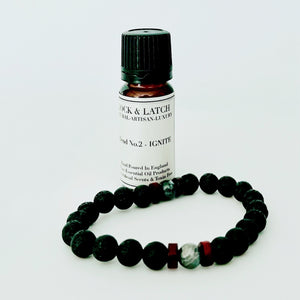 Real Volcanic Lava Bracelet with 10ml pure essential oil (stretchy band)